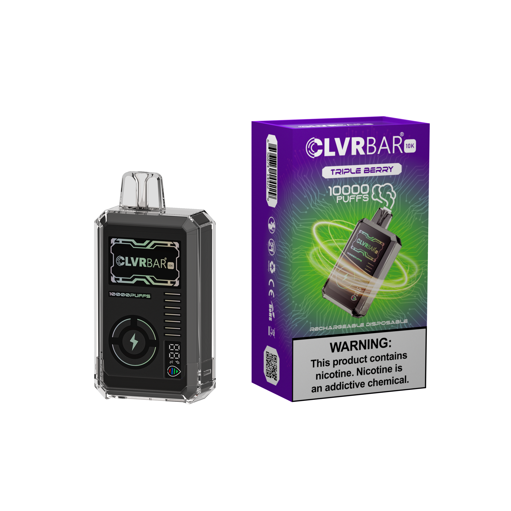 CLVRBAR disposable device 10000 Puffs- Triple Berry